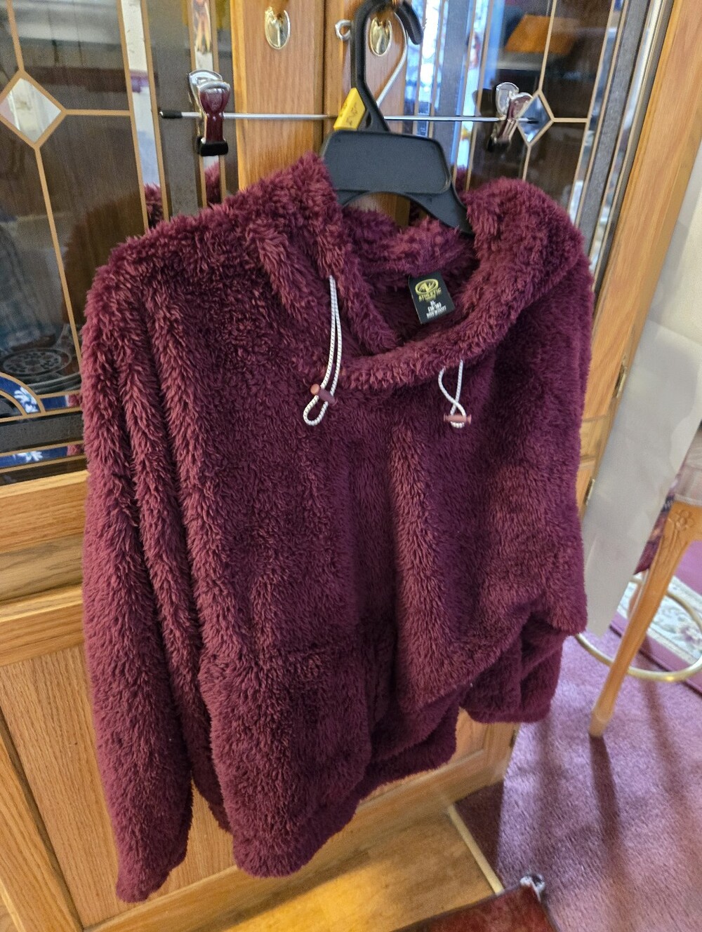 Athletic Works Plush Cowl Neck Hoodie Sweater - Burgundy